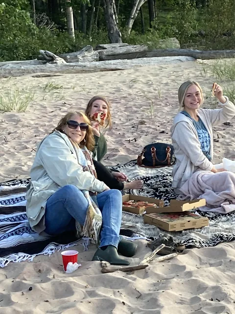 A family picnic on the Lake Michigan shore